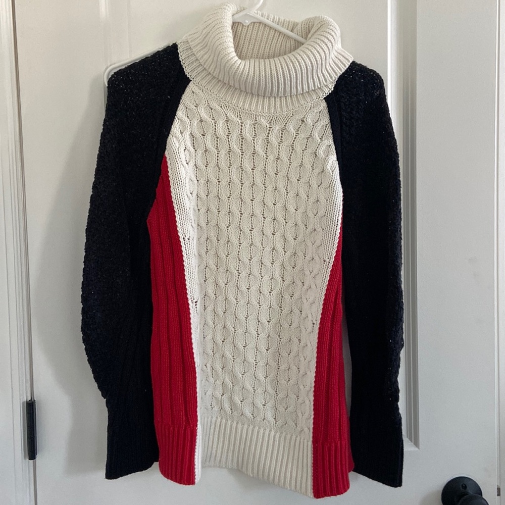 Talbots color block turtleneck size large.